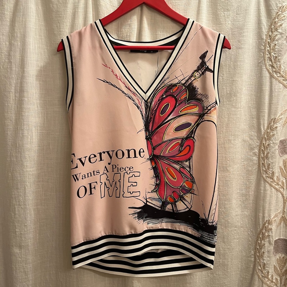 Pink Butterfly Graphic Vest